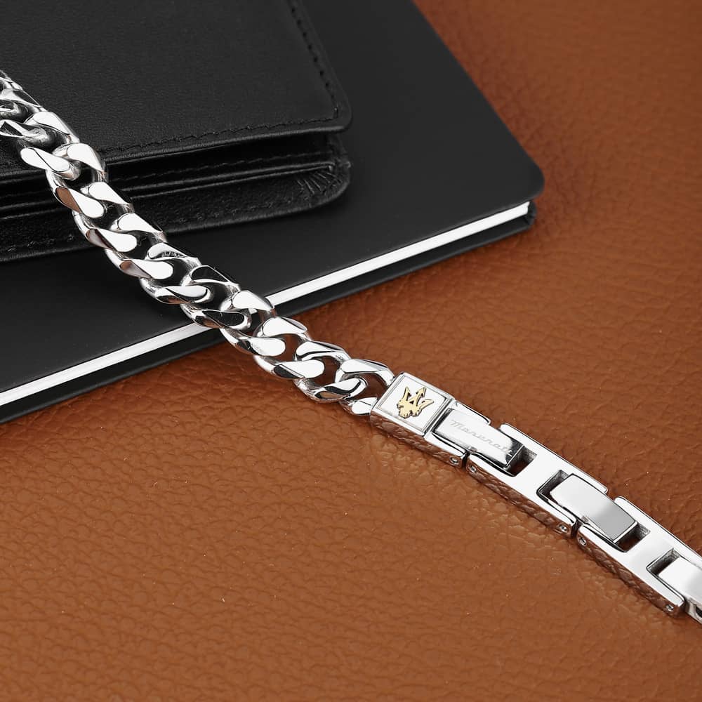 Maserati Silver Curb Link Bracelet JM422AVD09