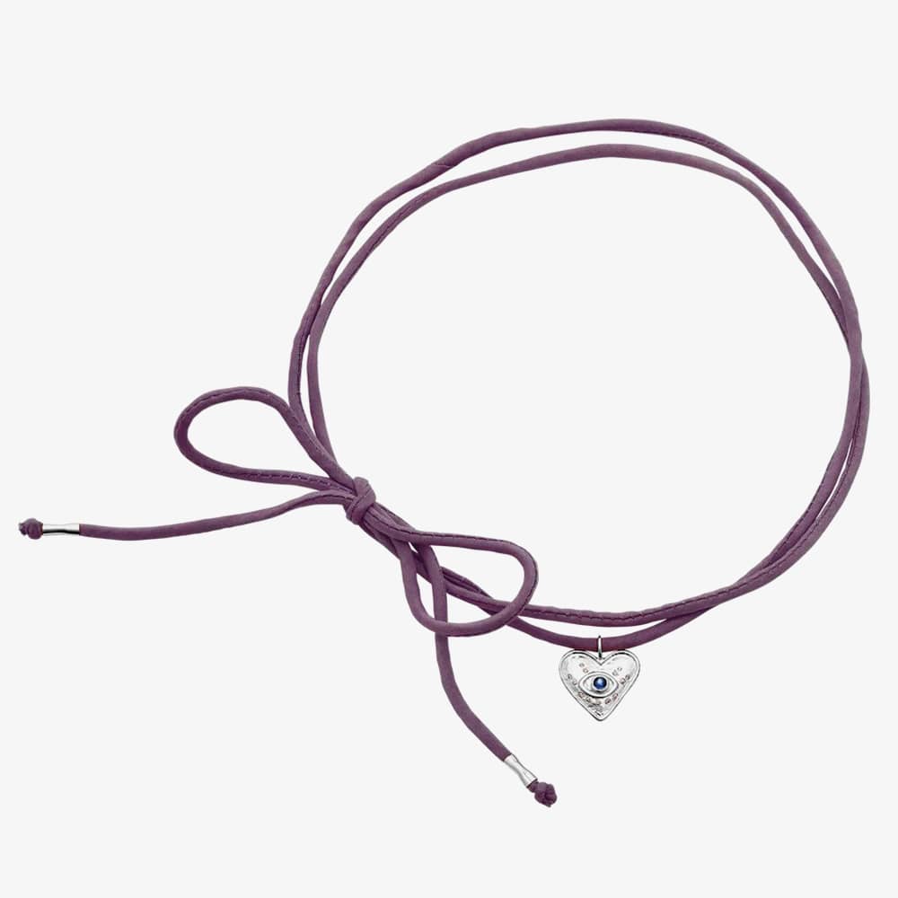 Maanesten Quinn Silver Eye Of Kyanite Purple Silk Necklace 2676C