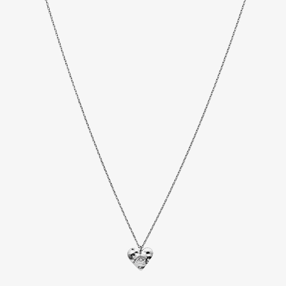 Maanesten Cassandra Silver Hammered Heart Labradorite Eye Necklace 2678C