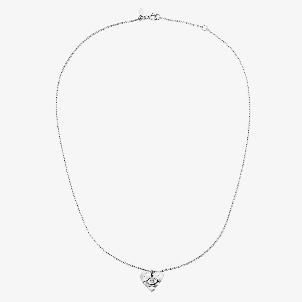 Maanesten Cassandra Silver Hammered Heart Labradorite Eye Necklace 2678C