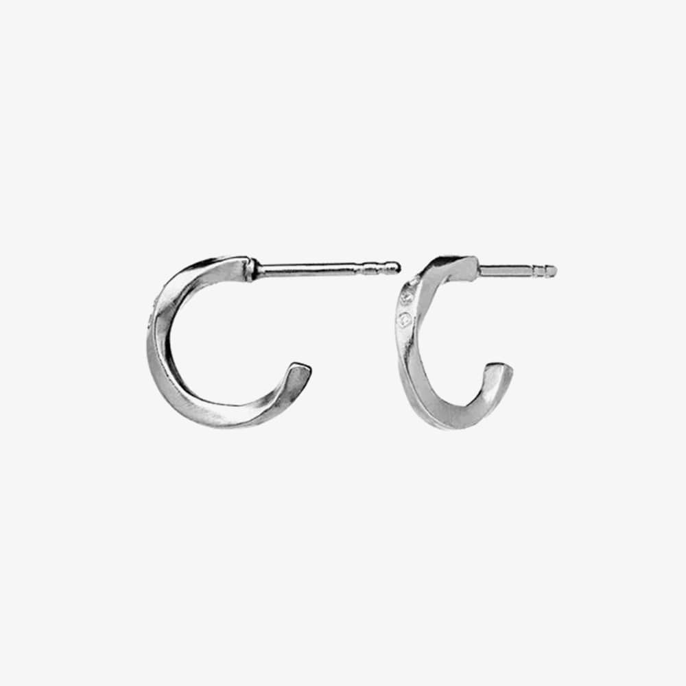 Maanesten Echo Silver Twisted 12mm Half Hoop Earrings 9861C