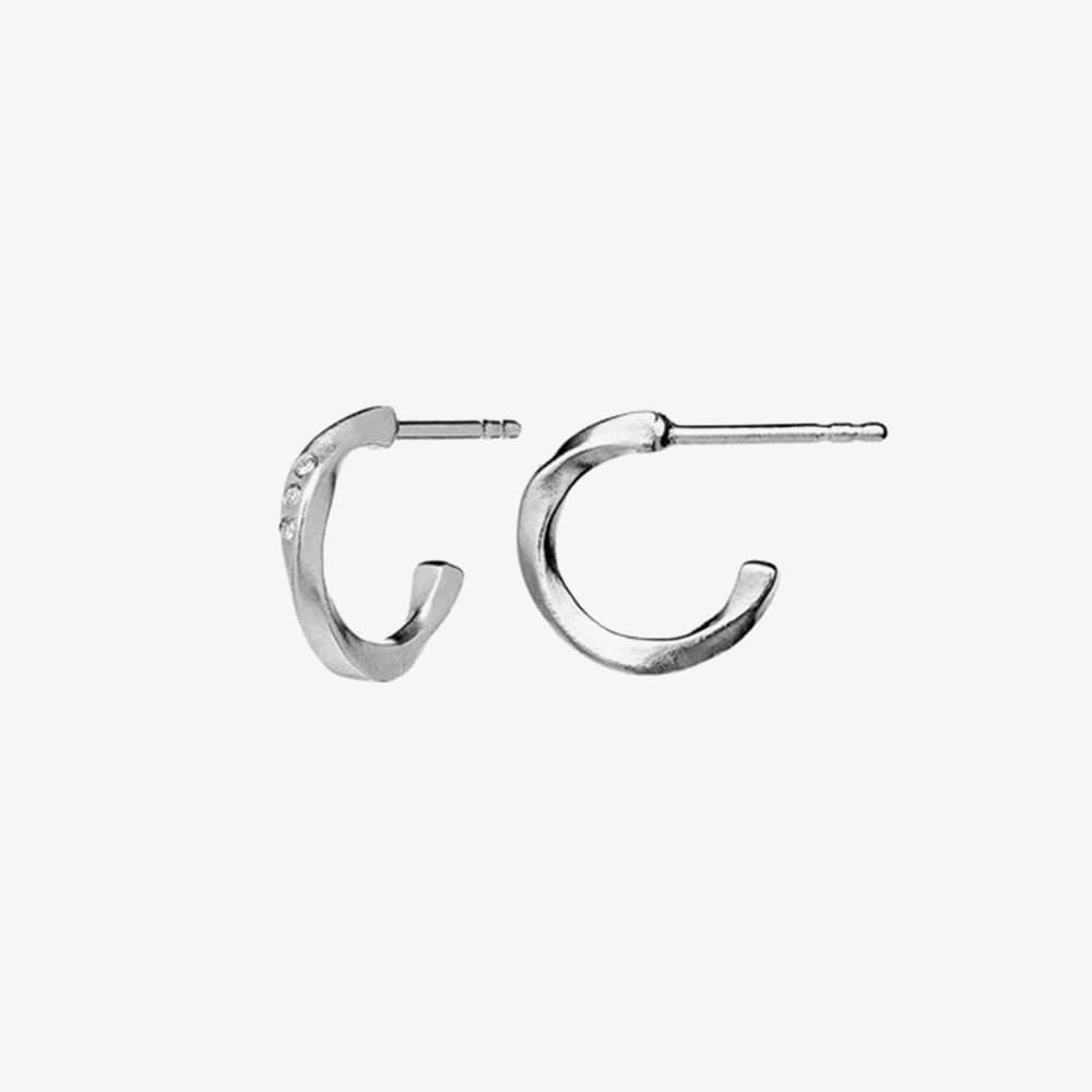 Maanesten Echo Silver Twisted 12mm Half Hoop Earrings 9861C