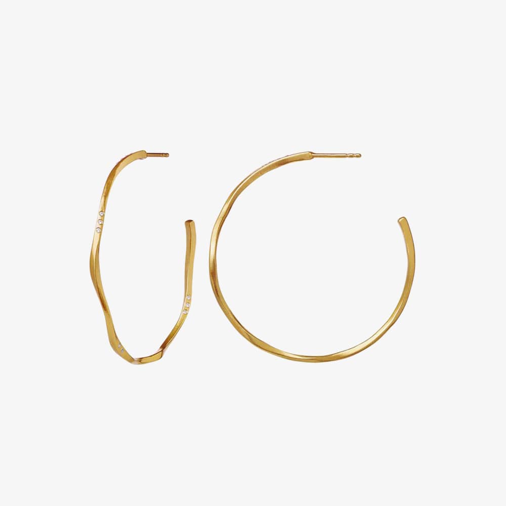 Maanesten Echo Gold Plated Twisted 43mm Half Hoop Earrings 9863A