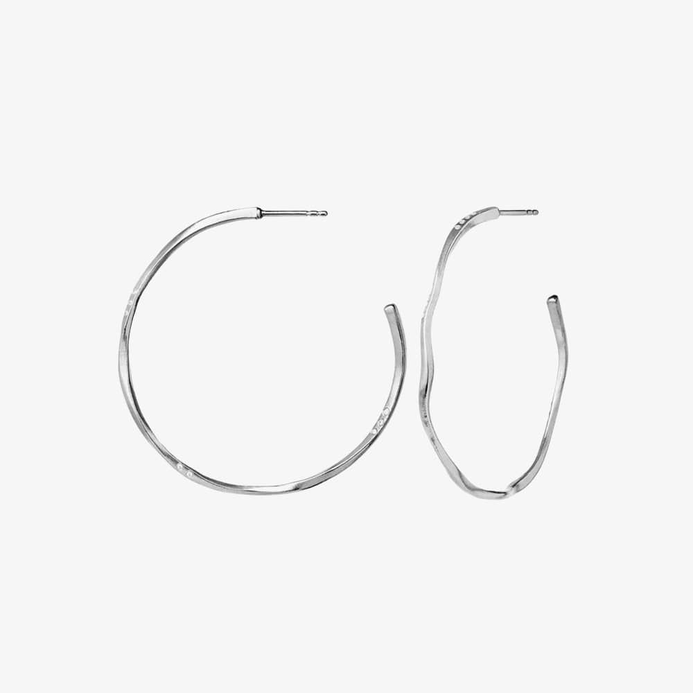 Maanesten Echo Silver Twisted 43mm Half Hoop Earrings 9863C