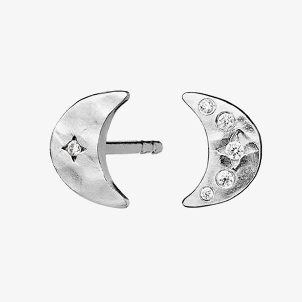 Maanesten Aega Silver Cresent Moon Stud Earrings 9857C
