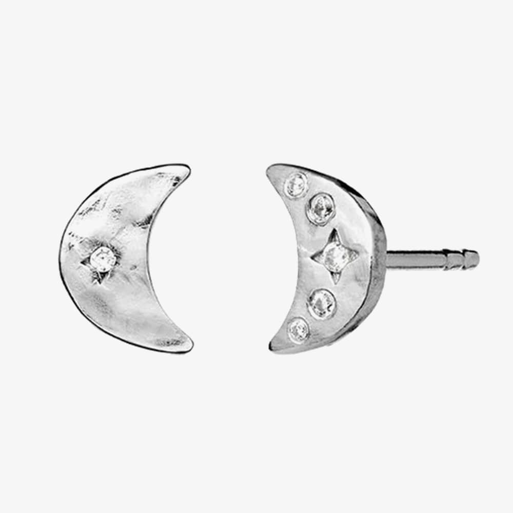 Maanesten Aega Silver Cresent Moon Stud Earrings 9857C