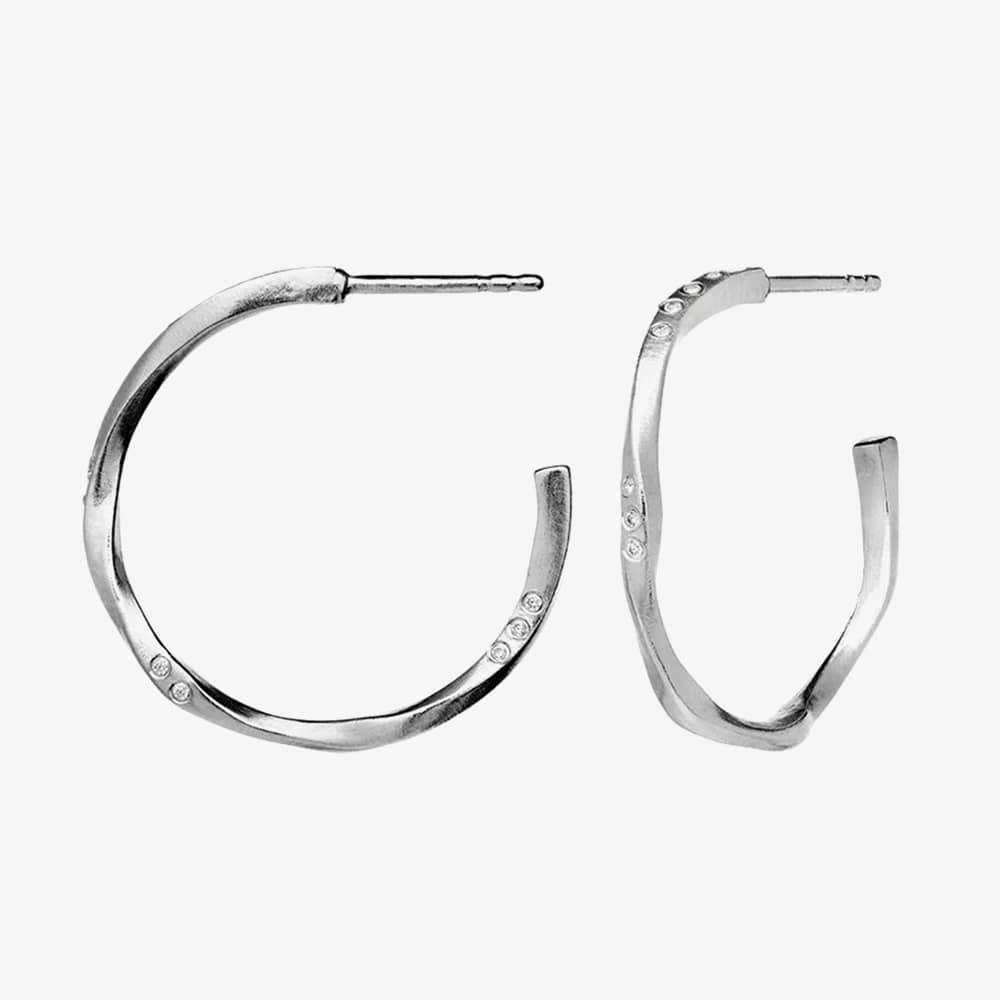 Maanesten Echo Silver Twisted Medium Hoop Earrings 9862C