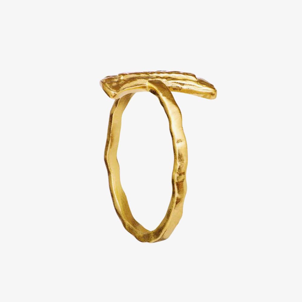 Maanesten Jacinta Gold Plated Textured Crescent Moon Ring 4811A