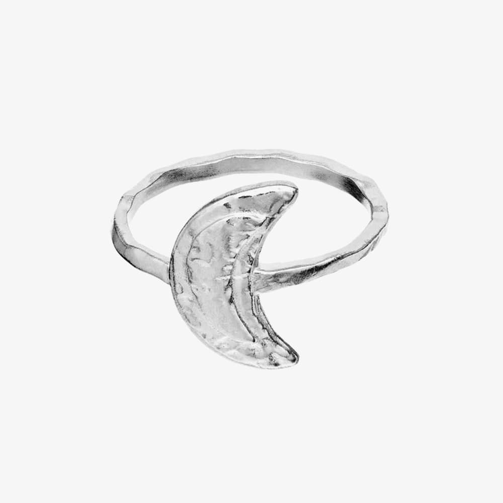 Maanesten Jacinta Silver Texturedd Crescent Moon Ring 4811C