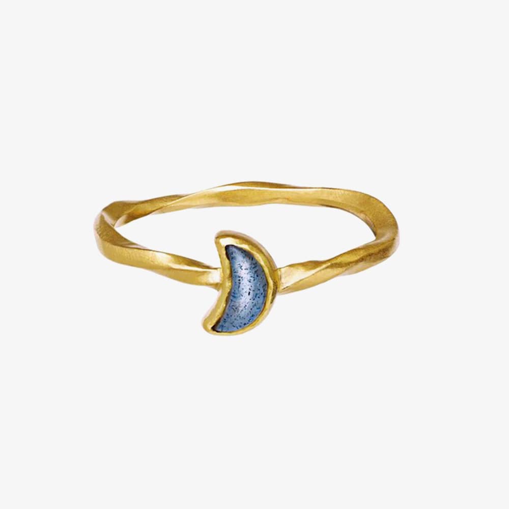 Maanesten Doris Gold Plated Blue Labradorite Moon Twist Ring 4810A