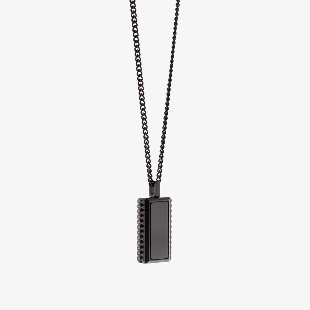Steel & Barnett Hatton Black Stainless Steel Rectangular Onyx Pendant N-HAT02