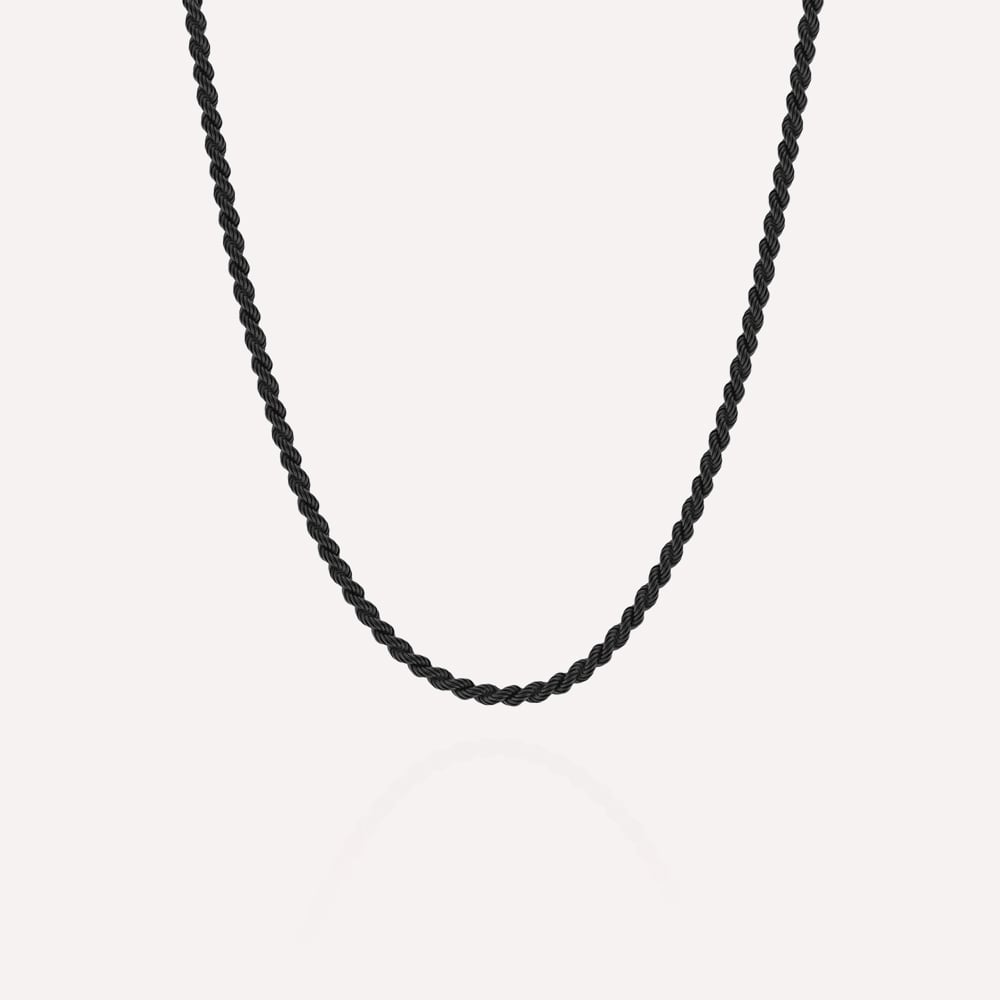 Steel &amp; Barnett Helix Black Stainless Steel Thin Twisted Rope Chain N-HEL02