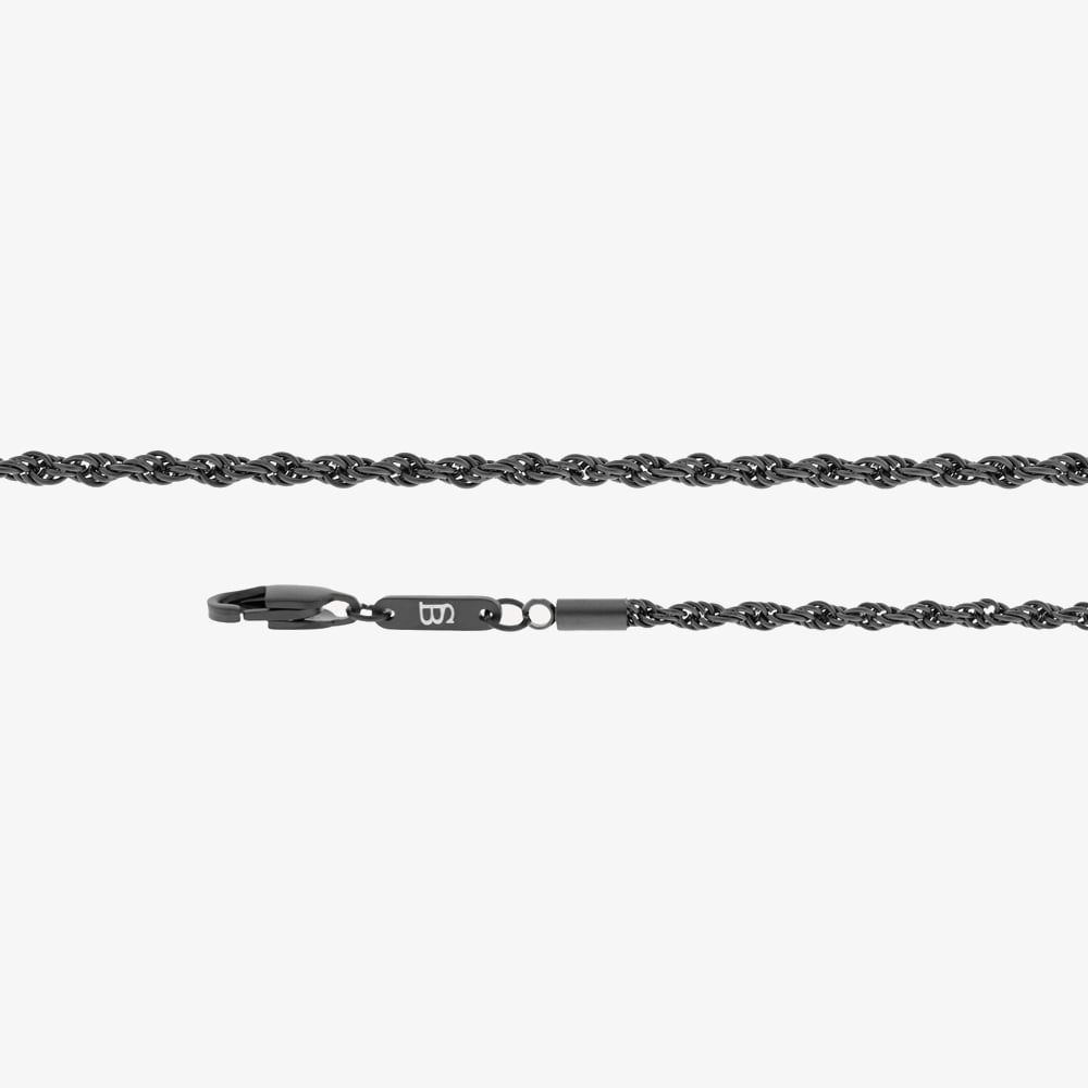 Steel & Barnett Helix Black Stainless Steel Thin Twisted Rope Chain N-HEL02