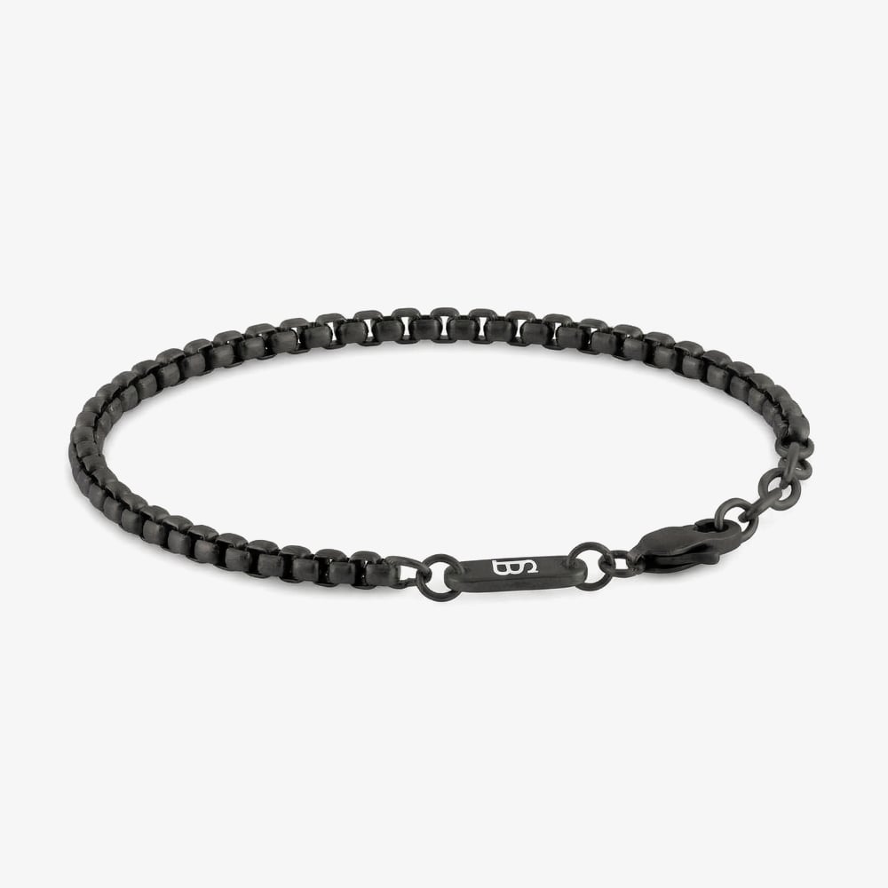 Steel &amp; Barnett Black Stainless Steel Box Link Bracelet B-BOX02