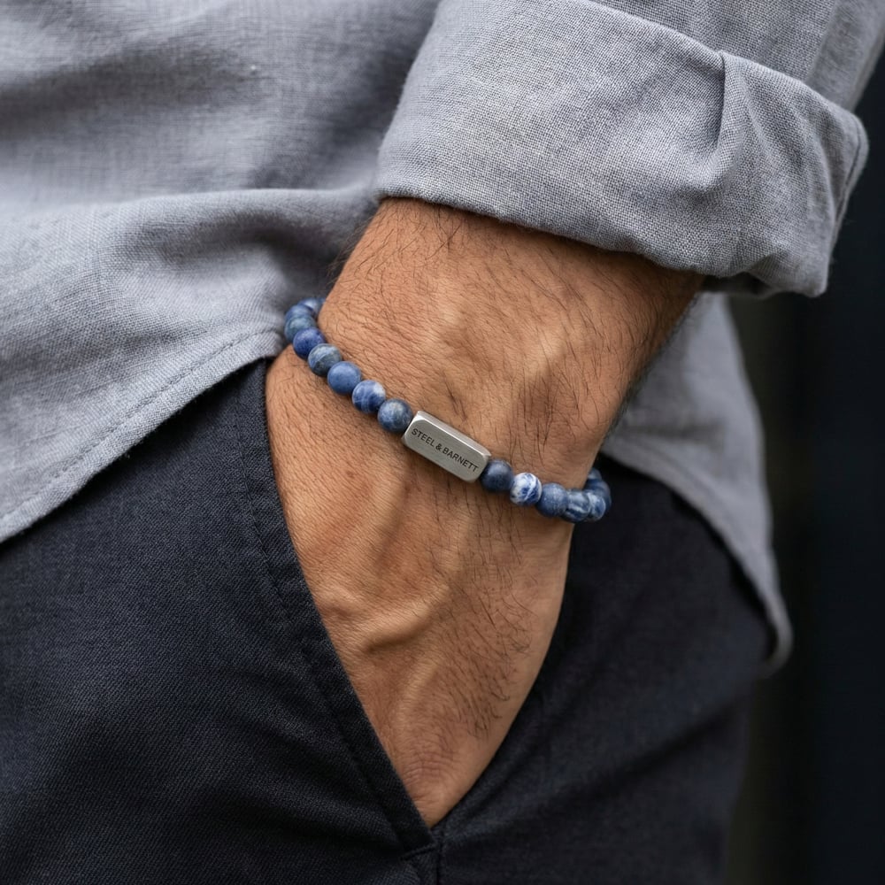 Steel & Barnett Natural Ned Sodalite Bead Bracelet SBNN/006