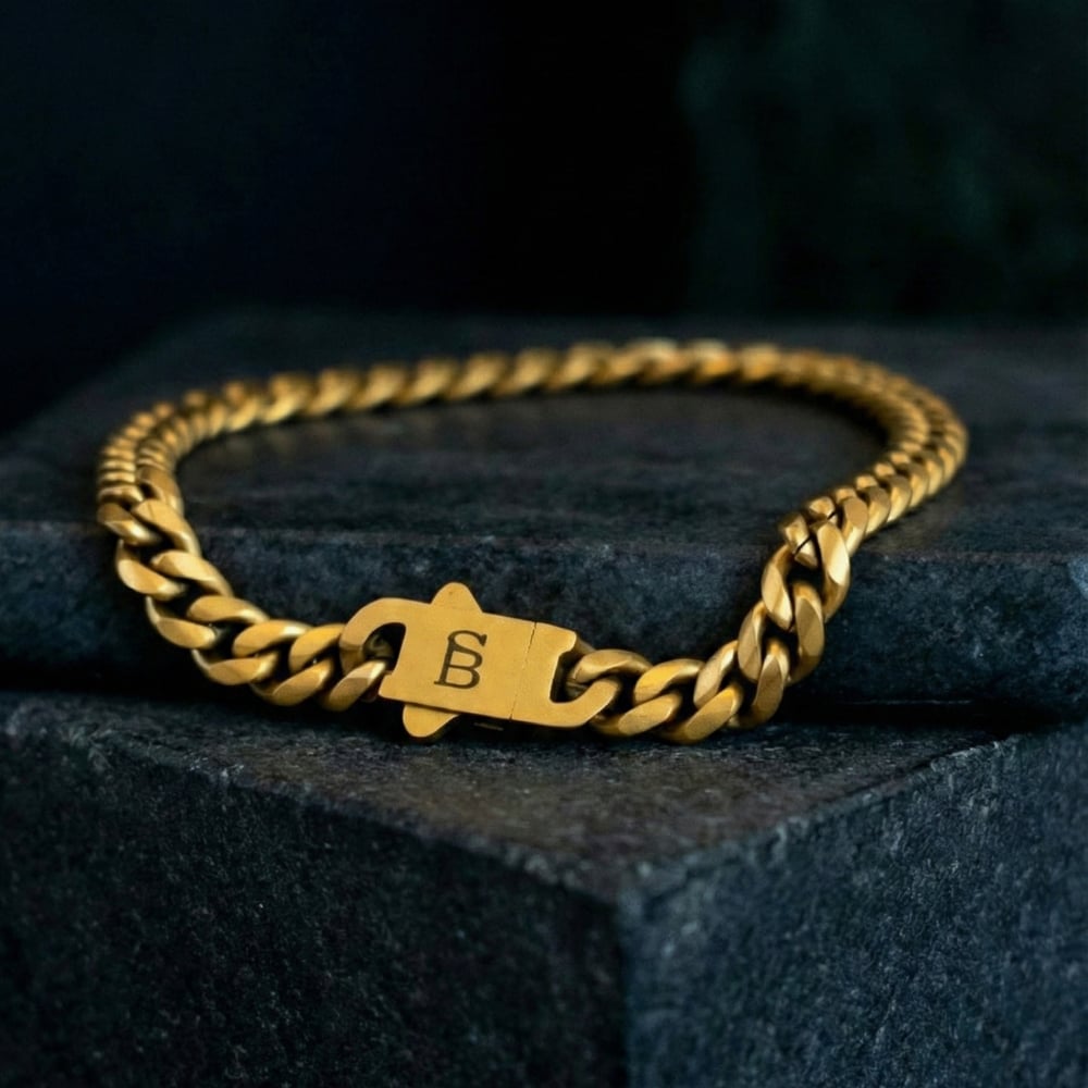 Steel & Barnett Svelte Stephen 18ct Yellow Gold Plated Curb Chain Bracelet SSTBSS/001