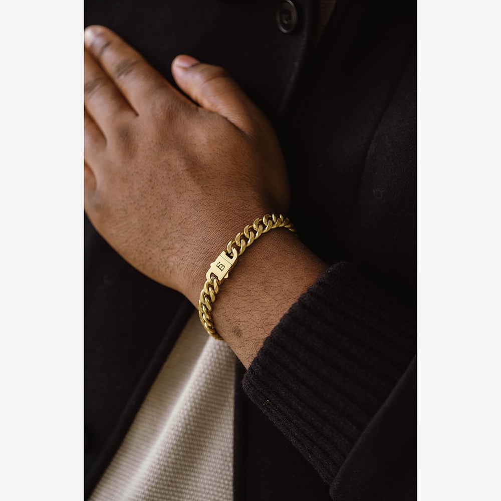 Steel & Barnett Valence Vic 18ct Yellow Gold Plated Cuban Link Chain Bracelet SSTBVV/001