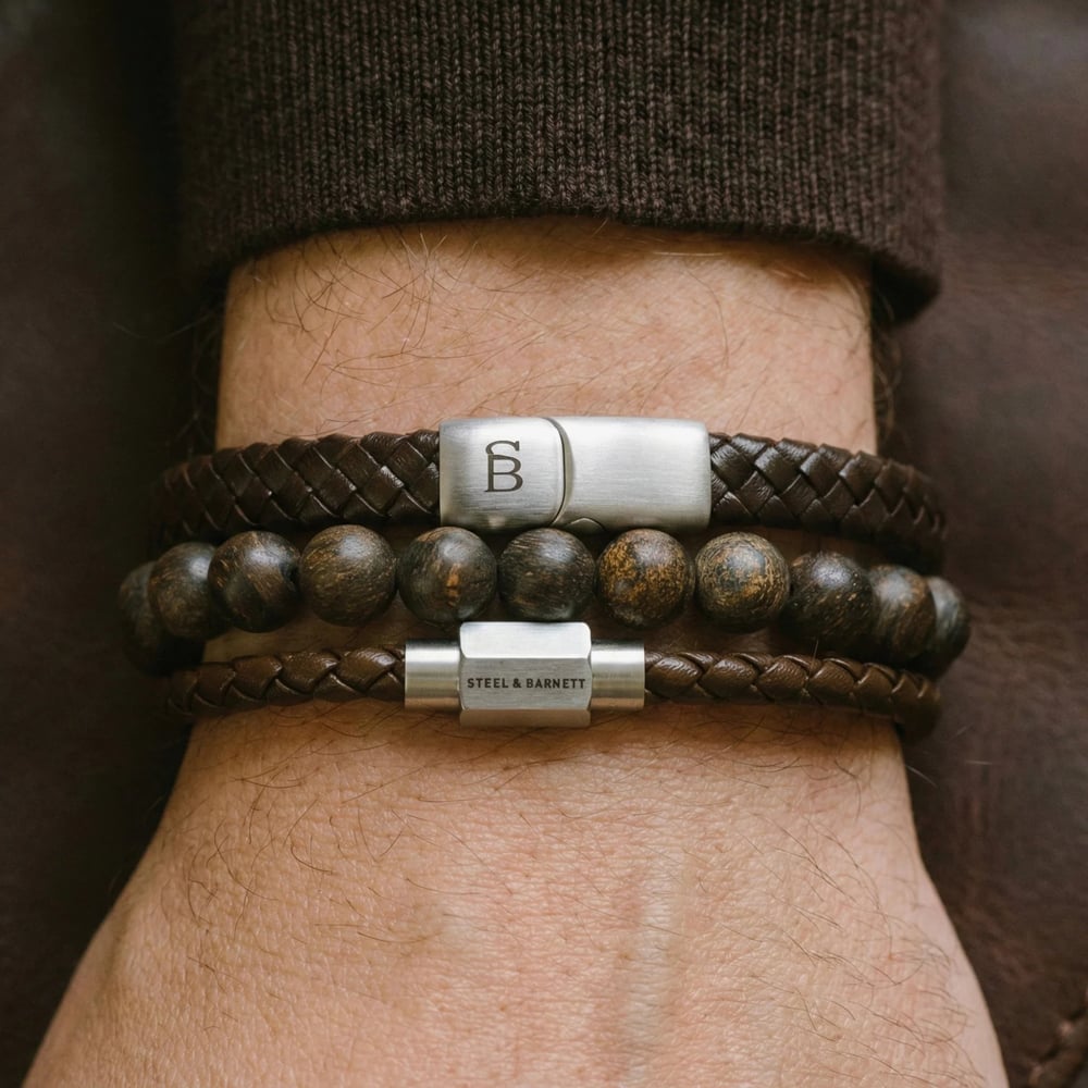 Steel & Barnett Triple Brown Bracelet Gift Set GS-TR-BRN