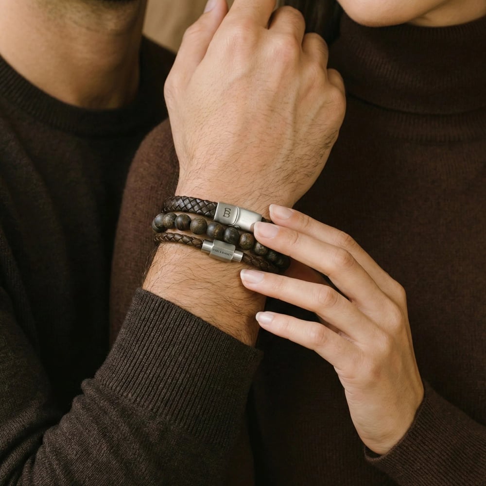 Steel & Barnett Triple Brown Bracelet Gift Set GS-TR-BRN