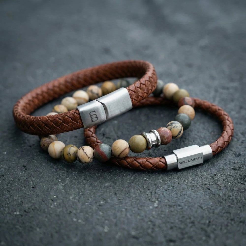 Steel & Barnett Triple Cognac Bracelet Gift Set GS-TR-COG