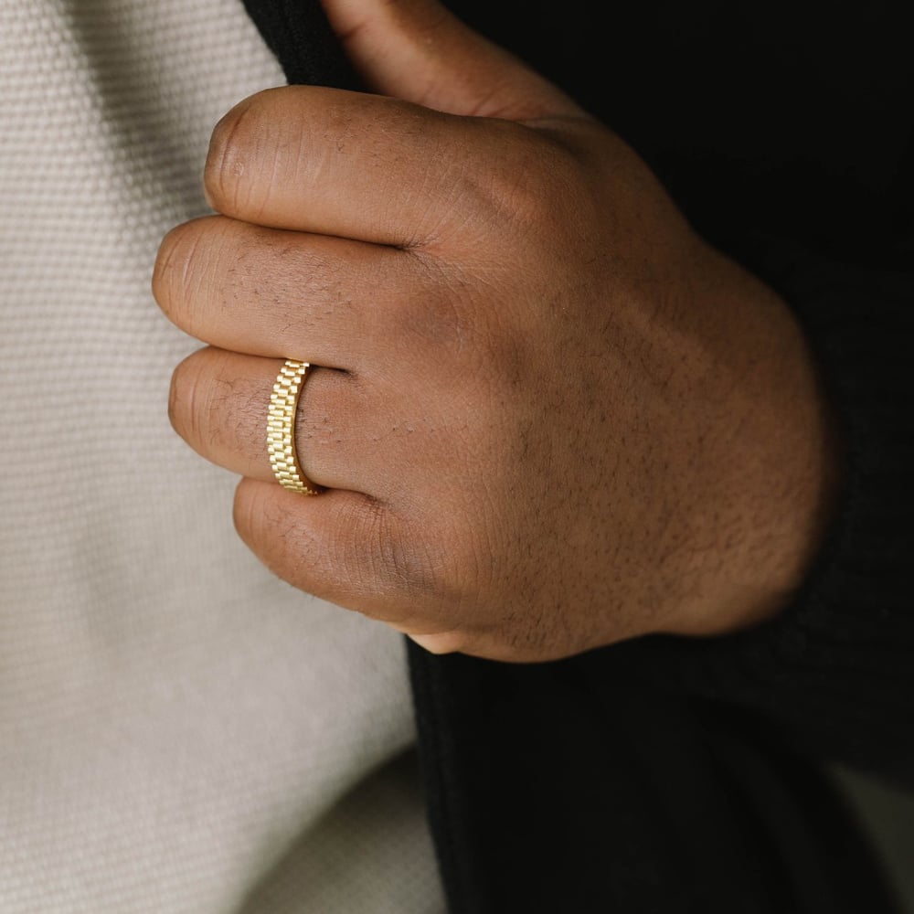 Steel & Barnett Nova 18ct Yellow Gold Plated Watch Link Ring R-NOV03