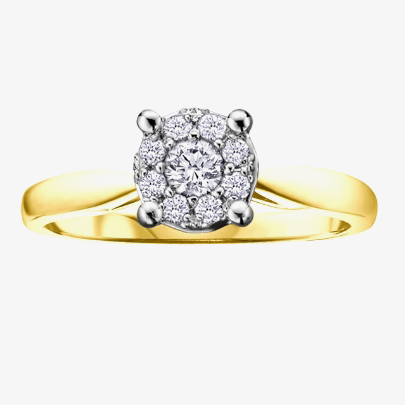 9ct Yellow Gold 0.30ct Diamond Round Cluster Ring 1903/30-9