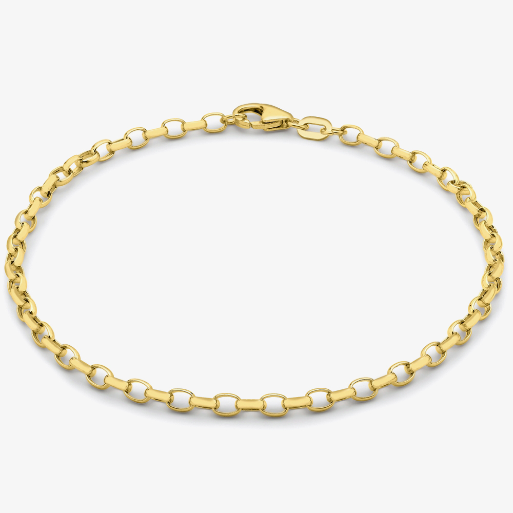 9ct Yellow Gold Oval Belcher Chain Bracelet 1.24.0761
