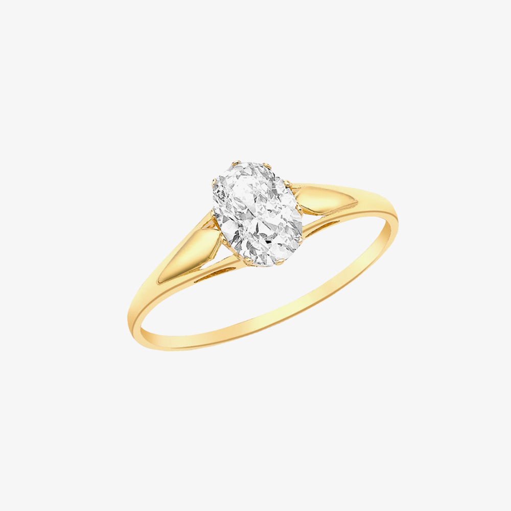 9ct Yellow Gold Crystal Solitaire Ring 1.84.4891