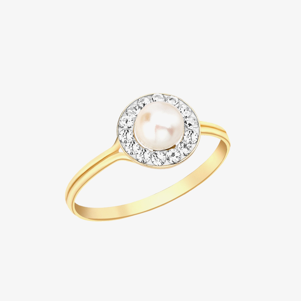 9ct Yellow Gold Crystal and Pearl Cluster Ring 1.84.8469