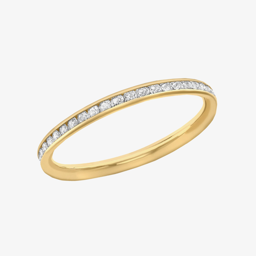 9ct Yellow Gold 2mm Crystal-Set Eternity Ring 1.84.9069