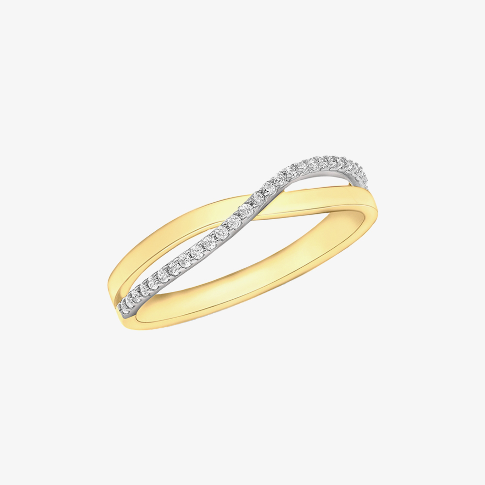 9ct Yellow Gold Crystal Crossover Ring 1.84.9419