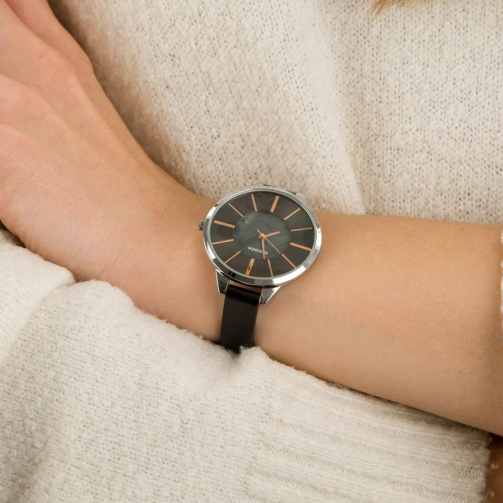 Sekonda Ladies Black Leather Watch 2876