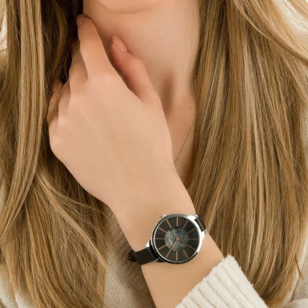 Sekonda Ladies Black Leather Watch 2876