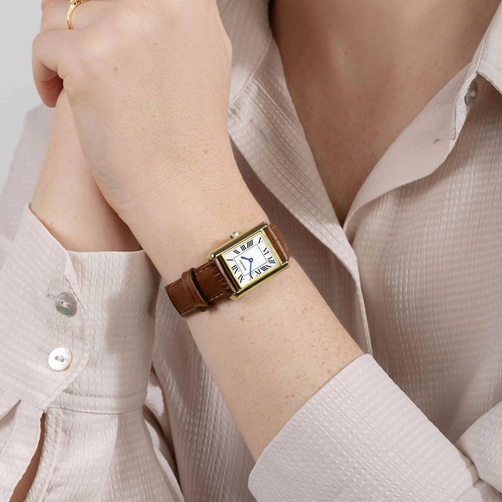 Sekonda Ladies Colette Brown Leather Strap Rectangular Watch 40695