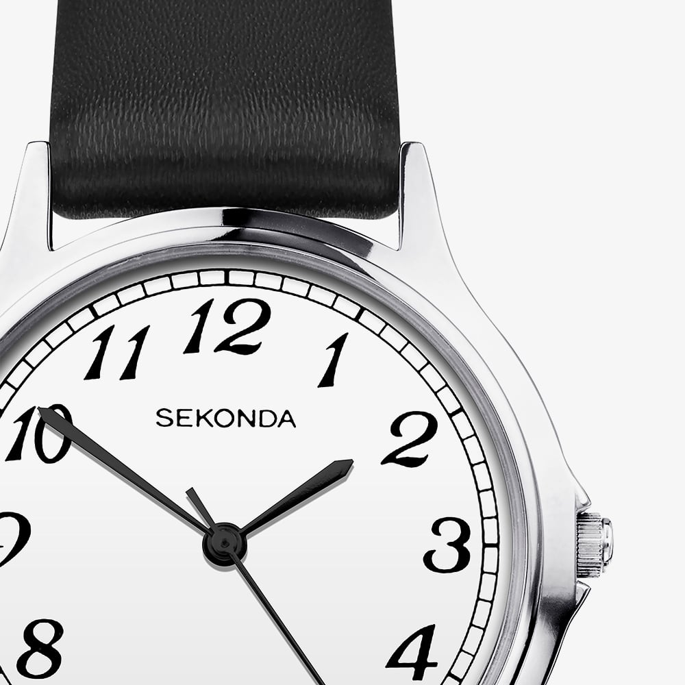 Sekonda Ladies Black Leather Strap Watch 2692