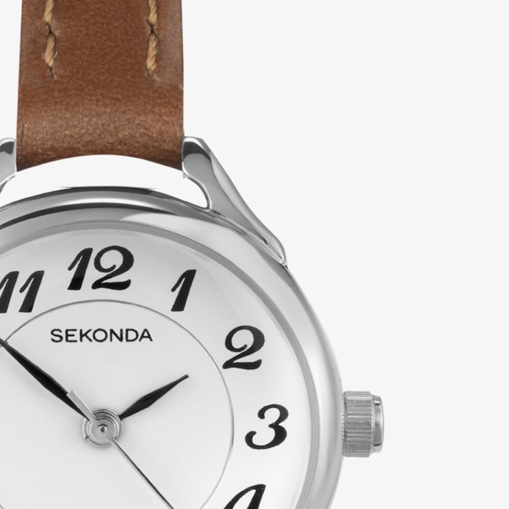 Sekonda Easy Reader Brown Leather Strap Watch  40479