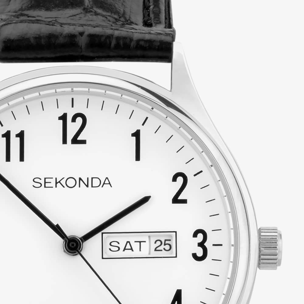 Sekonda Easy Reader Black Leather Strap Watch 30121