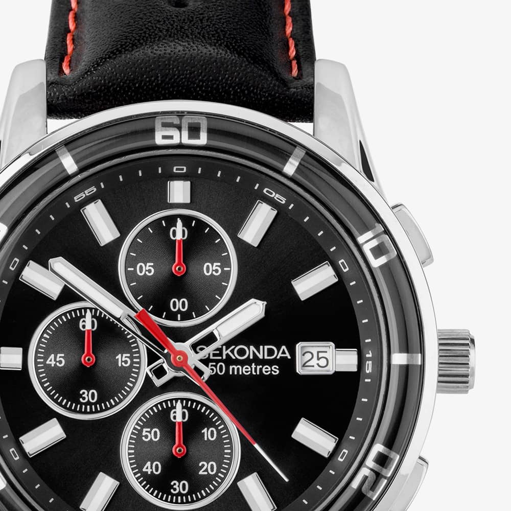 Sekonda Sports Midnight Black & Red Chronograph Watch 30206