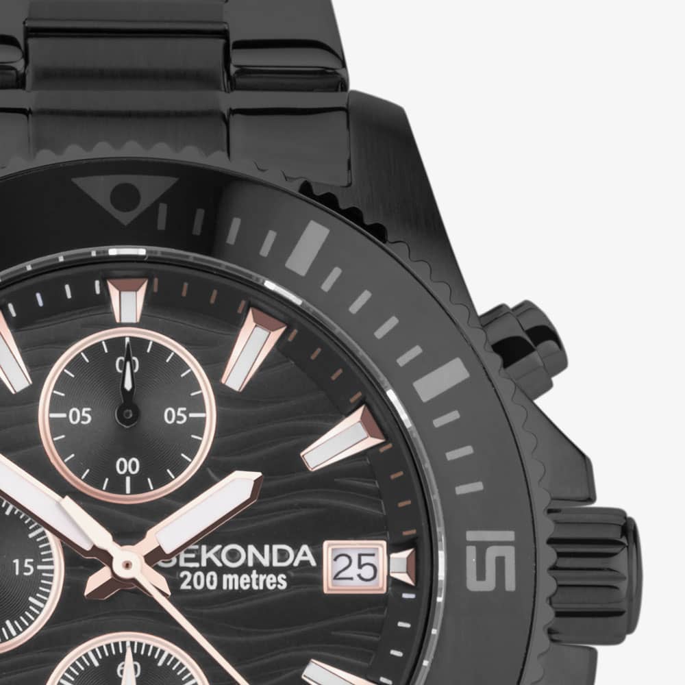 Sekonda Mens Pacific Wave Black Chronograph Watch 30117