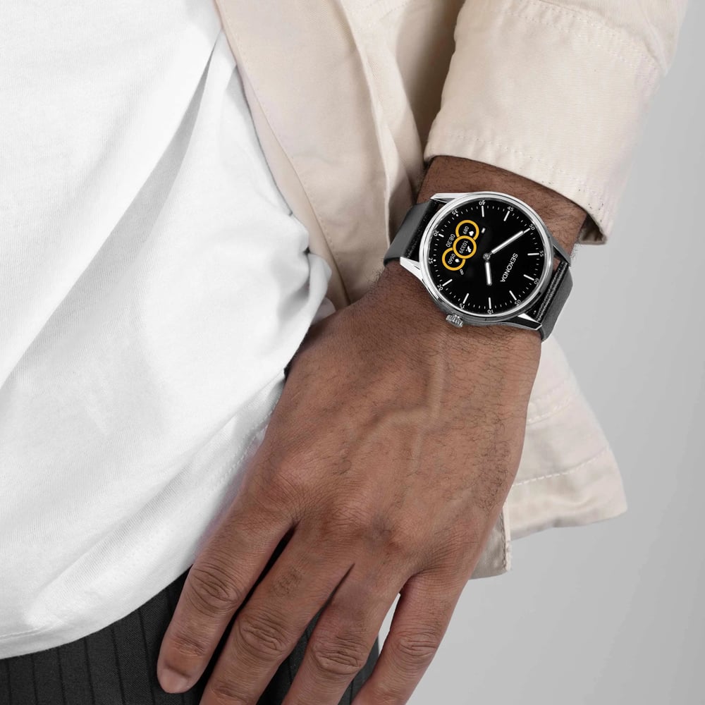 Sekonda Mens Hybrid Black Leather Strap Smartwatch 30150