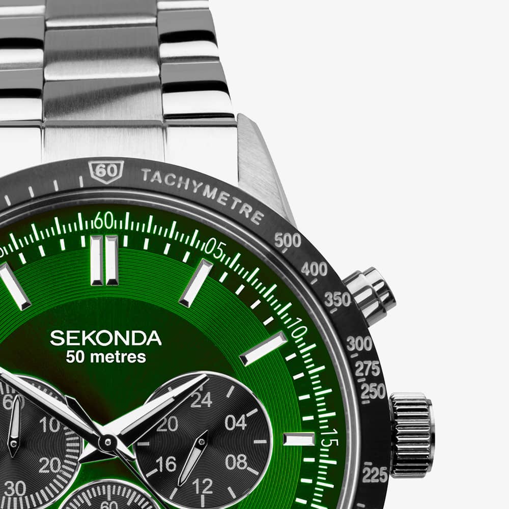 Sekonda Sports Velocity Green Dial Chronograph Watch 1913