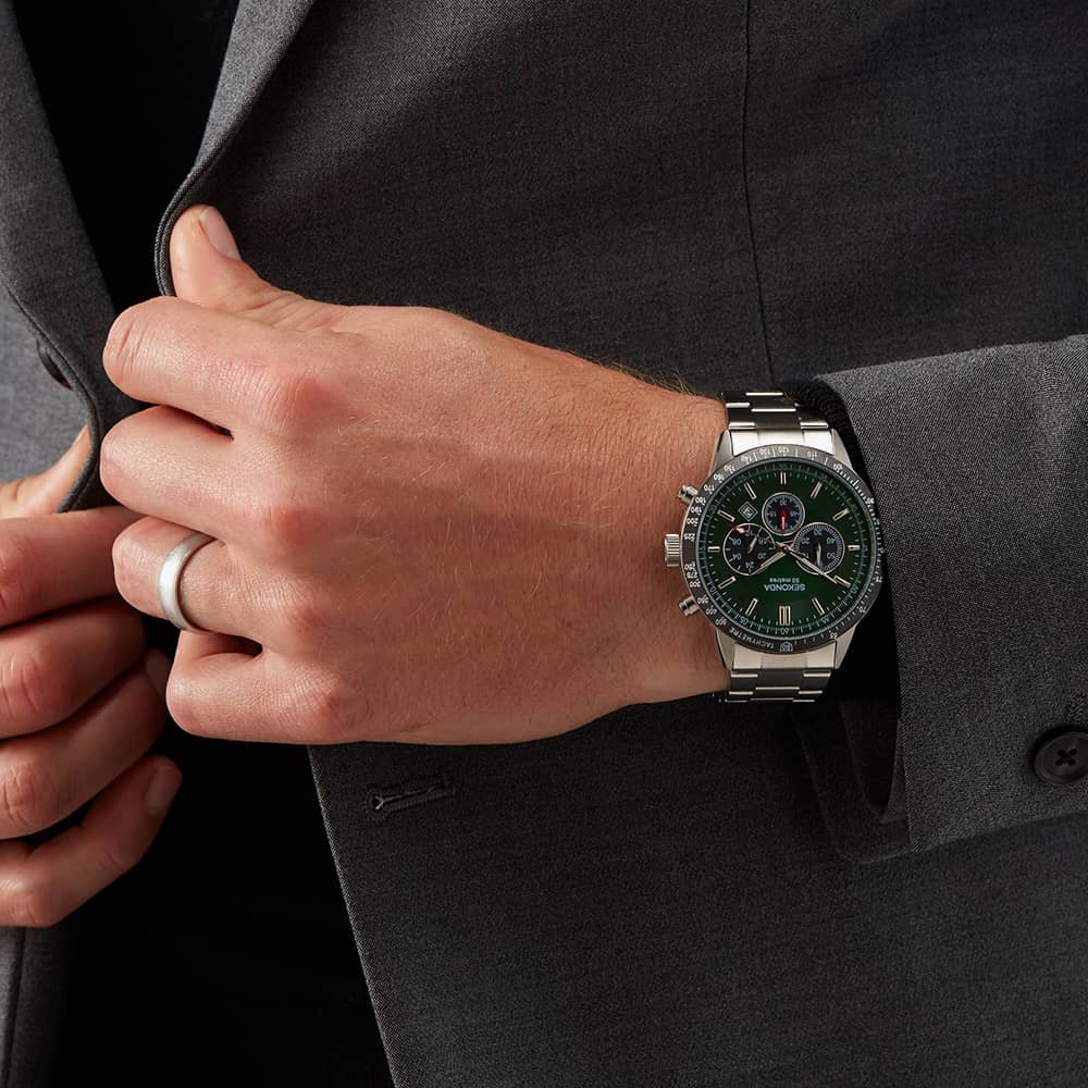 Sekonda Sports Velocity Green Dial Chronograph Watch 1913