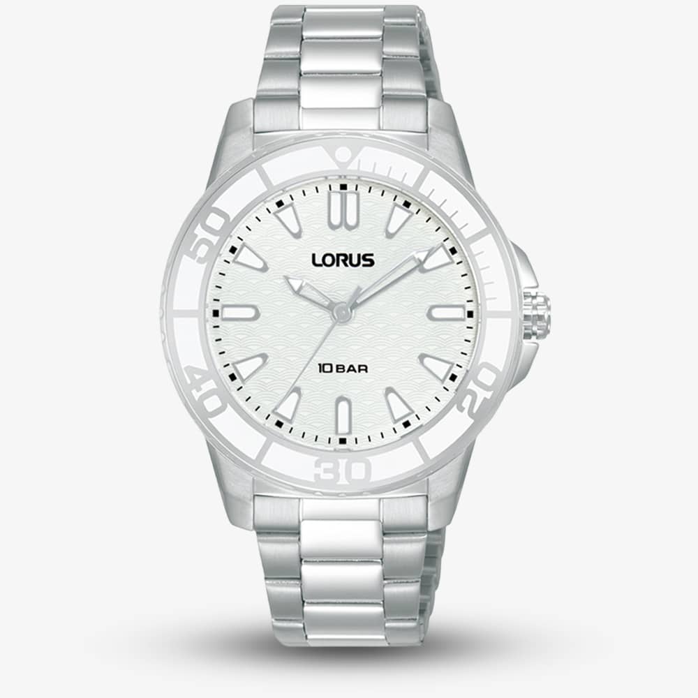 Product photograph of Lorus Silver Amp White Watch Rg253vx9 from The Jewel Hut