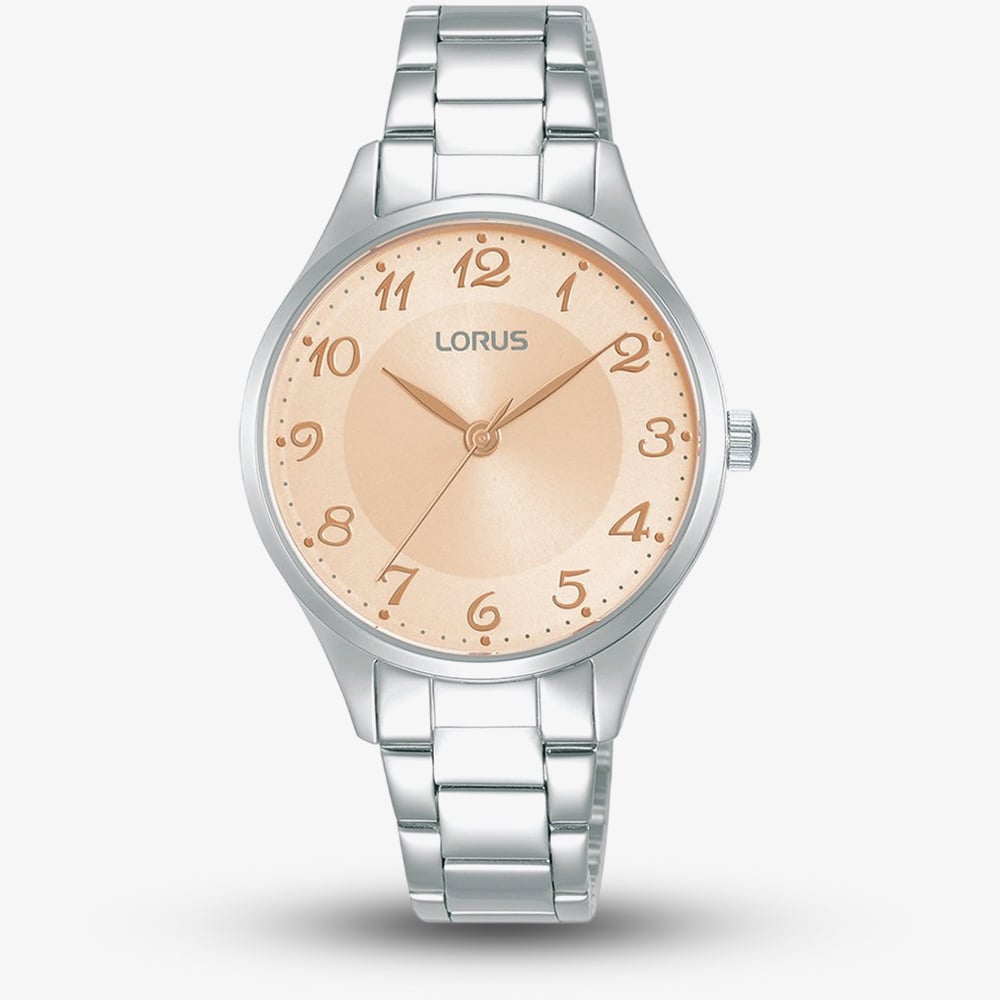 Product photograph of Lorus Ladies Italic Classic Rose Gold Tone Dial Watch Rg269vx9 from The Jewel Hut