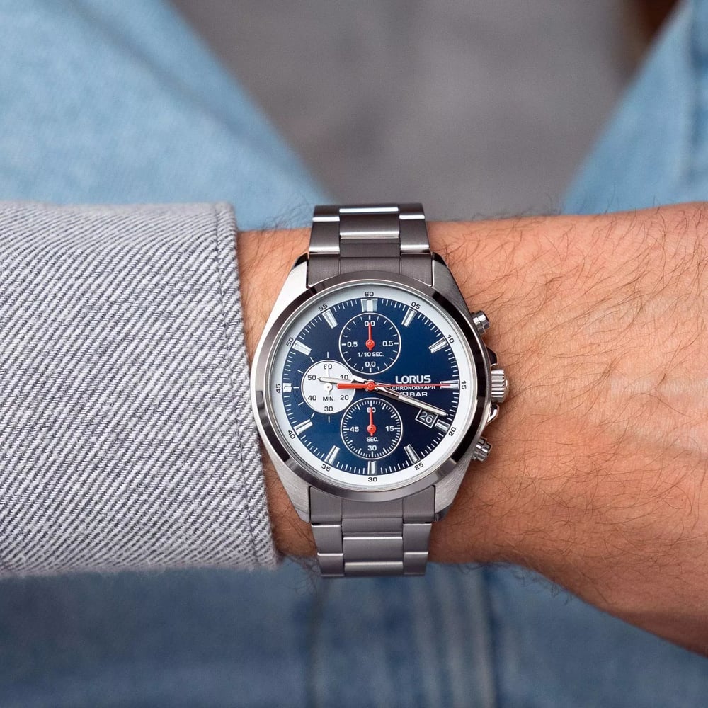 Lorus Mens Sport Chronograph Blue Dial Watch RM383JX9