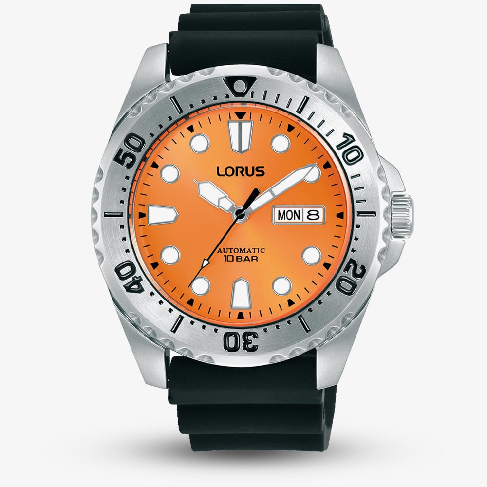 Click to view product details and reviews for Lorus Mens Sports Orange Dial Automatic Rubber Strap Watch Rl479bx9. Click to view product details and reviews for Lorus Mens Sports Orange Dial Automatic Rubber Strap Watch Rl479bx9.