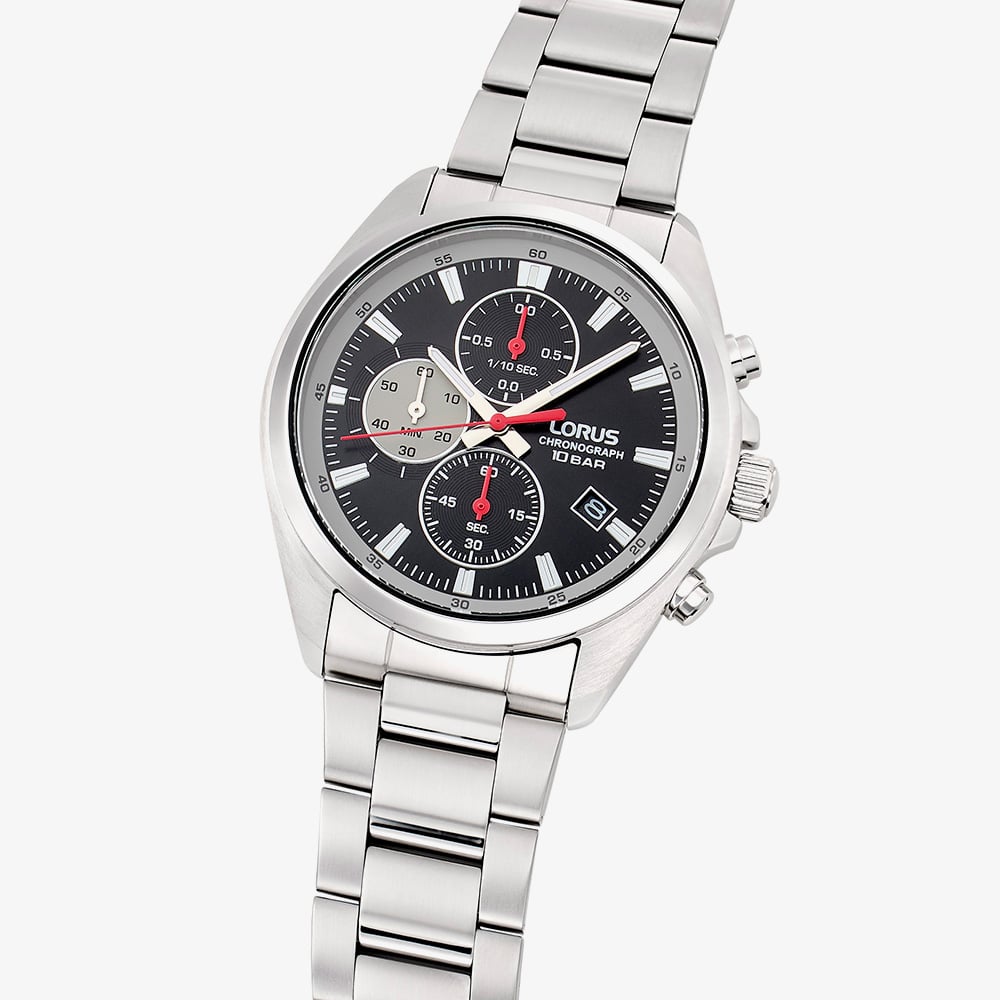 Lorus Mens Sports Chronograph Black Dial Date Watch RM381JX9