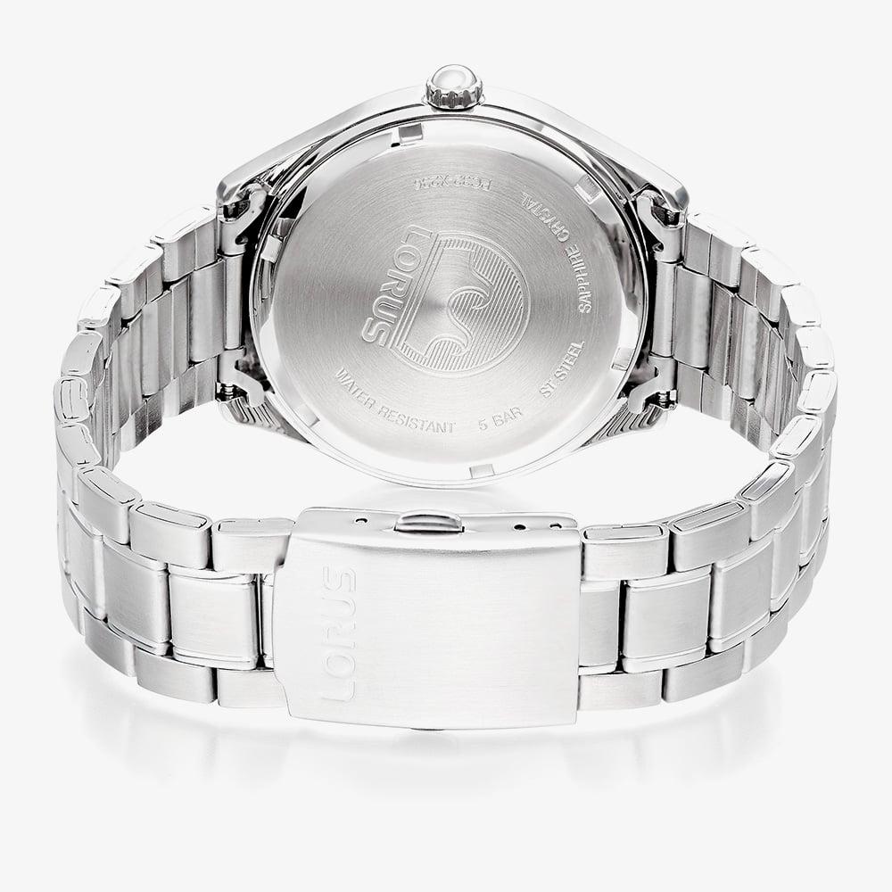 Lorus Mens Classic Black Dial Stainless Steel Bracelet Watch RH963RX9