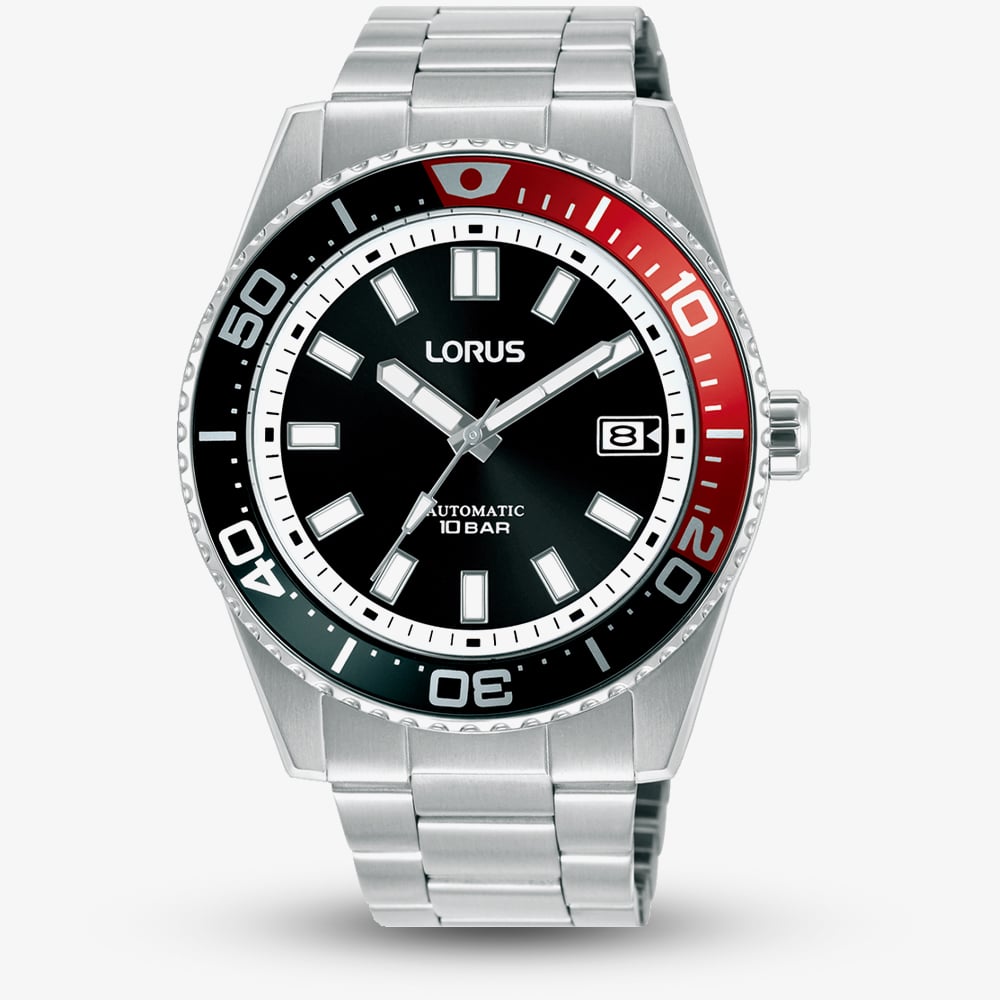 Lorus Mens Sports Black Dial Bracelet Watch RU421AX9