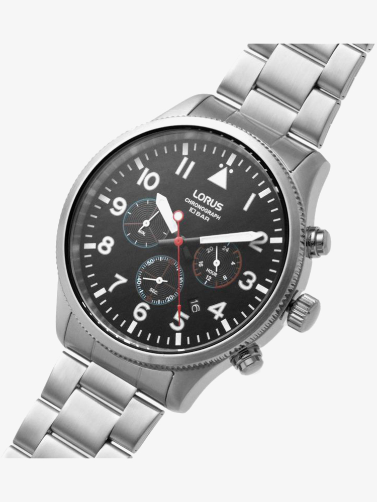 Lorus Mens Black Dial Chronograph Watch RT363JX9 